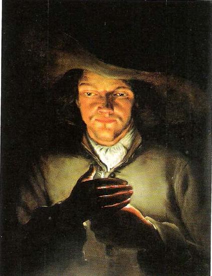 unknow artist Mann mit brennender Kerze von Nachfolger Godfried Schalcken oil painting picture